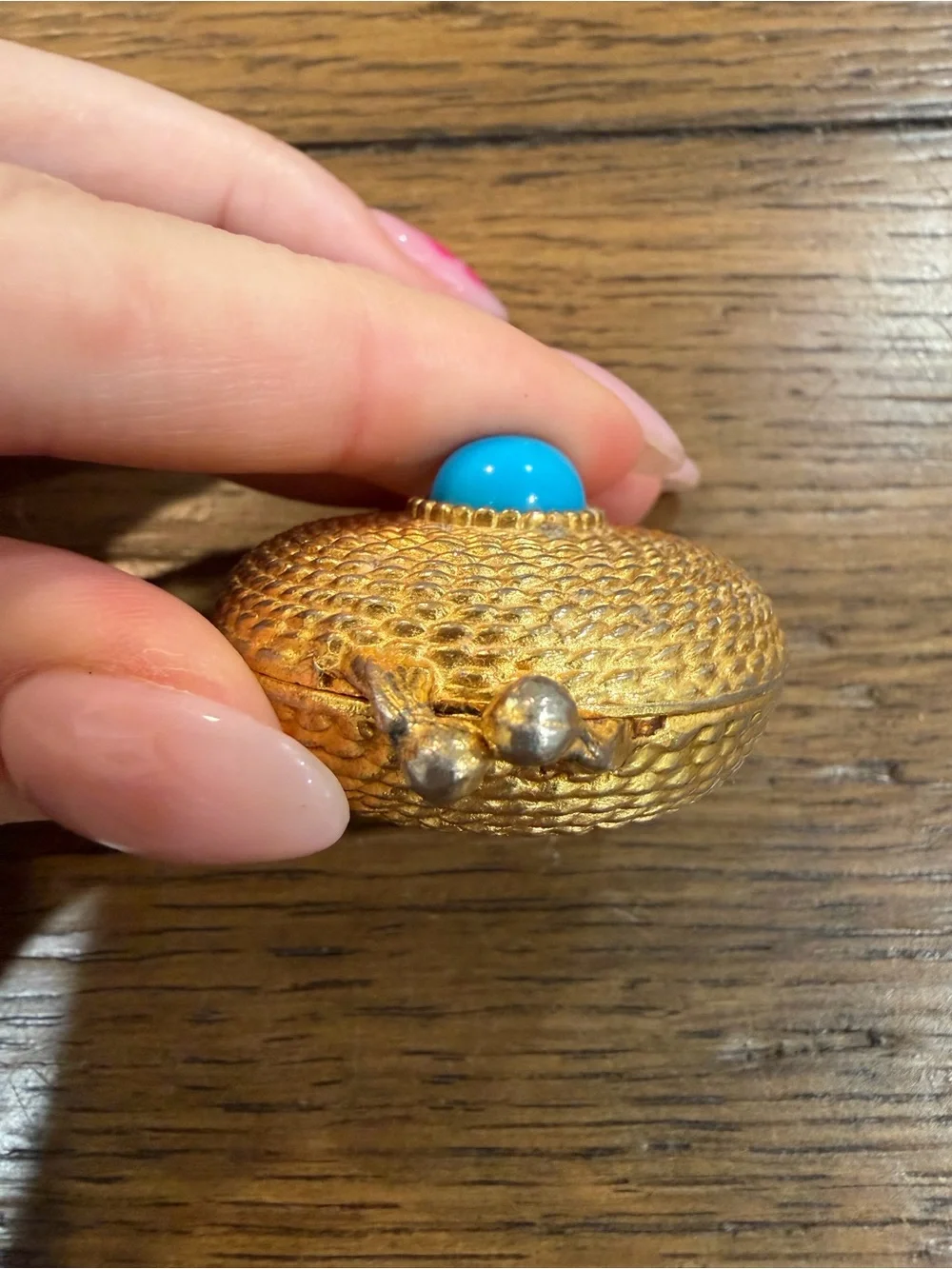 Estee Lauder Gold-Tone Compact with Turquoise Cabochon